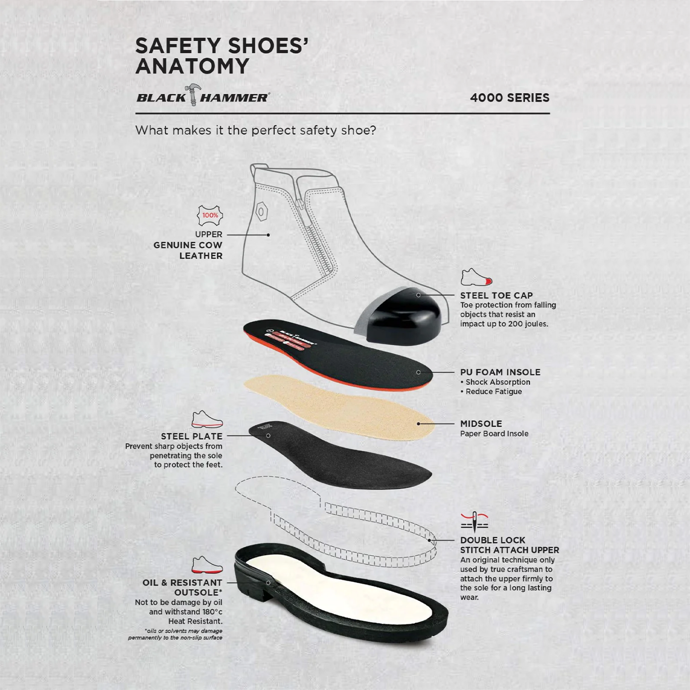 BH safety shoe anatomy
