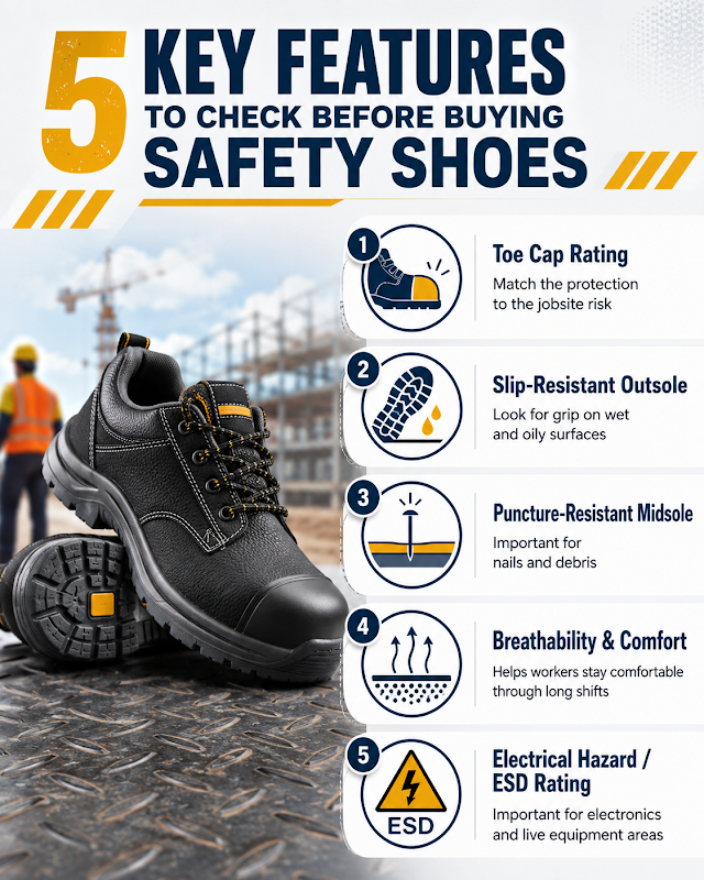 Key features of safety shoes to check before buying